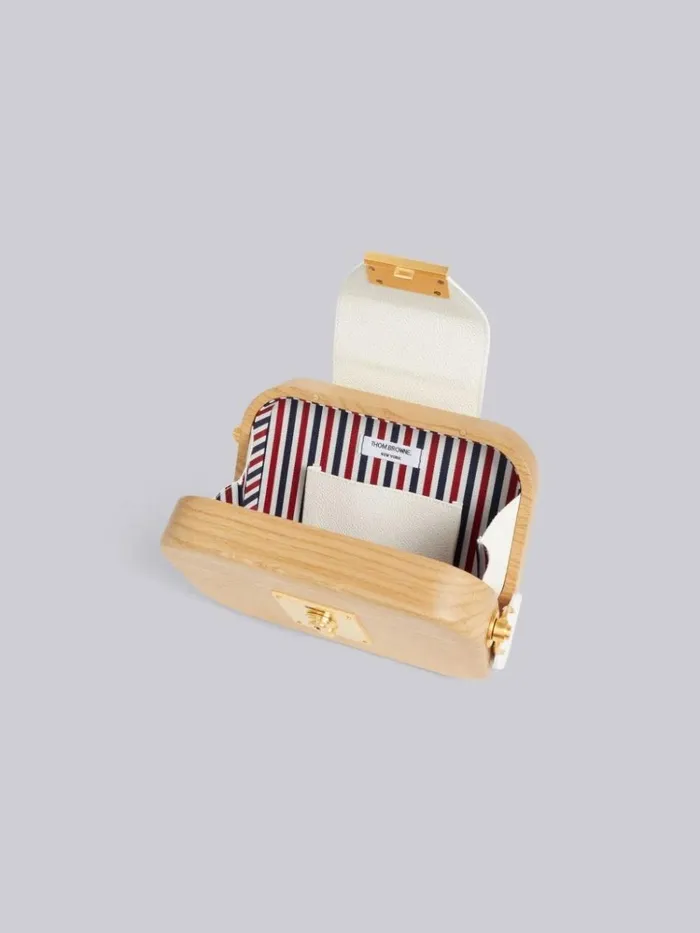 Beige Oak Wood Mrs Thom Camera Bag Natural Women Thom Browne Crossbody Bags