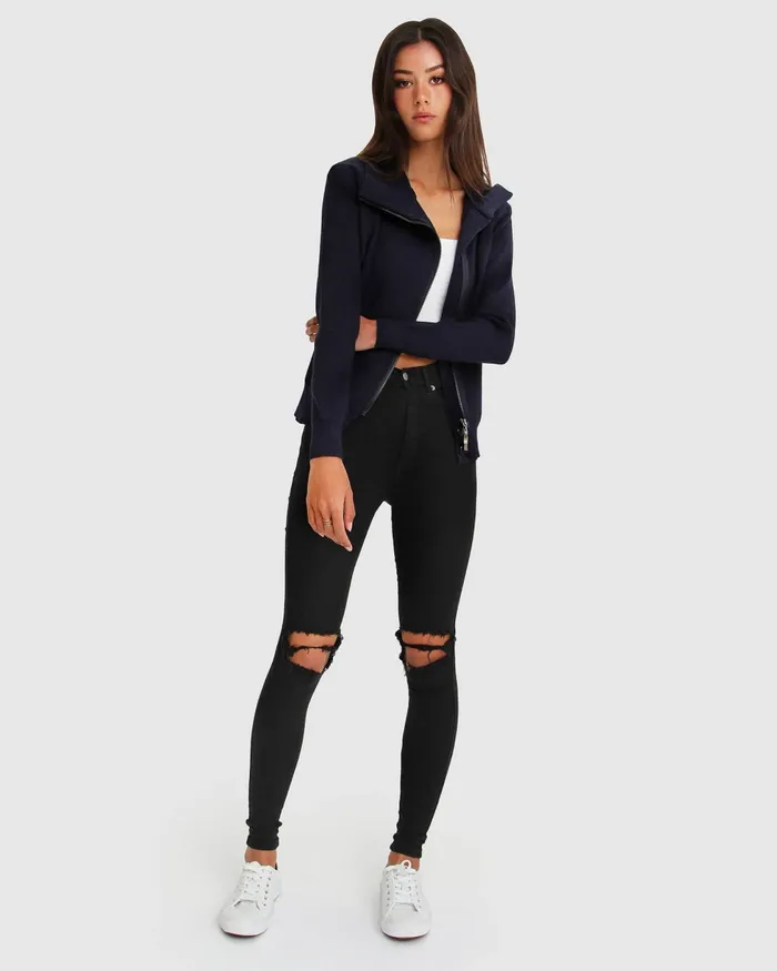 Belle and Bloom Brothers Zip Front Jumper 8211 Navy Women Tops