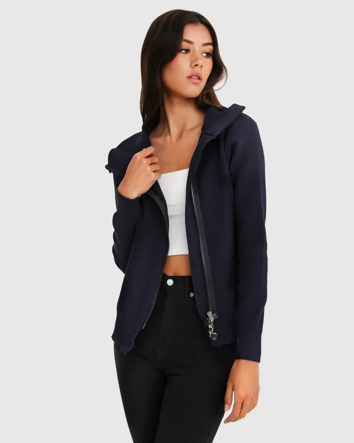 Belle and Bloom Brothers Zip Front Jumper 8211 Navy Women Tops