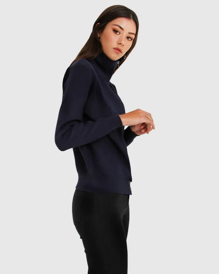 Belle and Bloom Brothers Zip Front Jumper 8211 Navy Women Tops