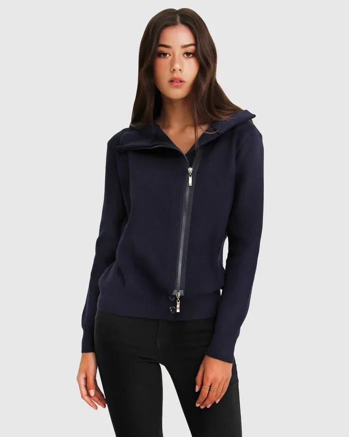 Belle and Bloom Brothers Zip Front Jumper 8211 Navy Women Tops