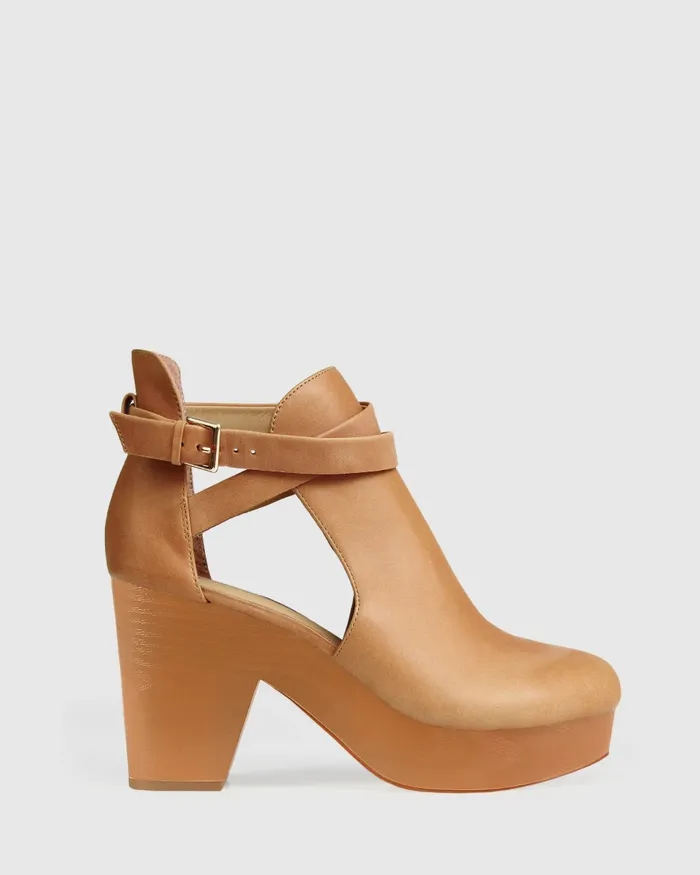 Belle and Bloom Fearless Clog Ankle Boot 8211 Tan Women Shoes