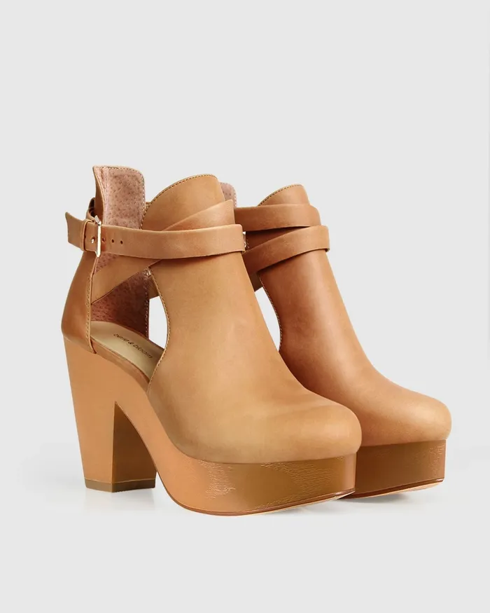 Belle and Bloom Fearless Clog Ankle Boot 8211 Tan Women Shoes