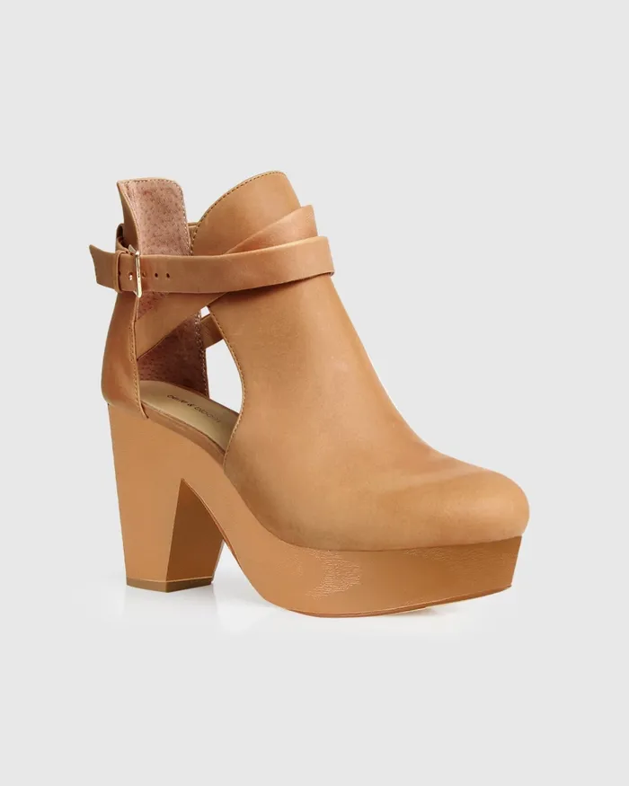 Belle and Bloom Fearless Clog Ankle Boot 8211 Tan Women Shoes