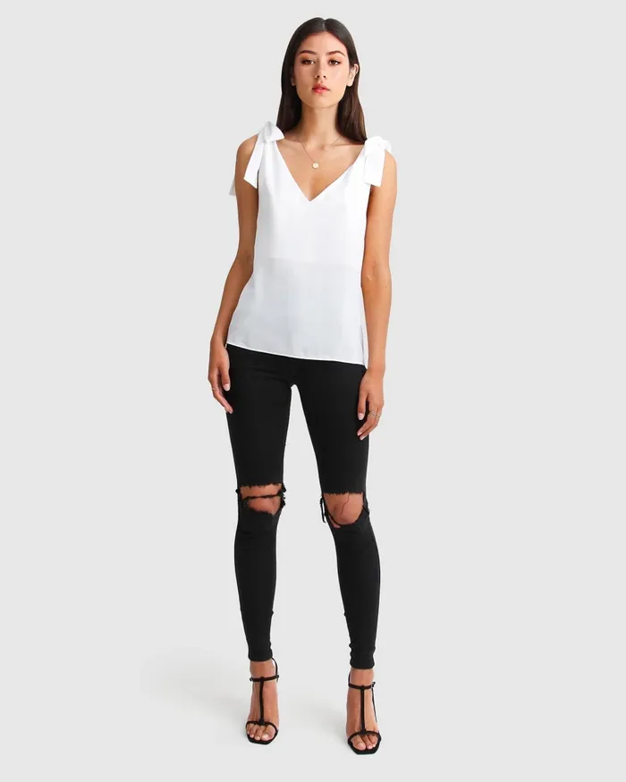 Belle and Bloom Feel For You VNeck Top 8211 White Women Tops