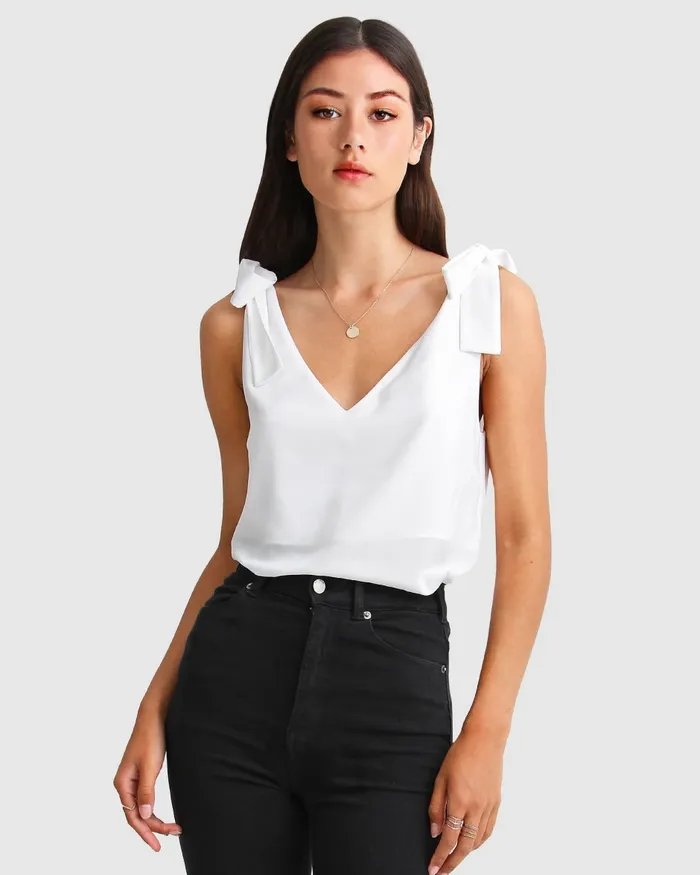 Belle and Bloom Feel For You VNeck Top 8211 White Women Tops