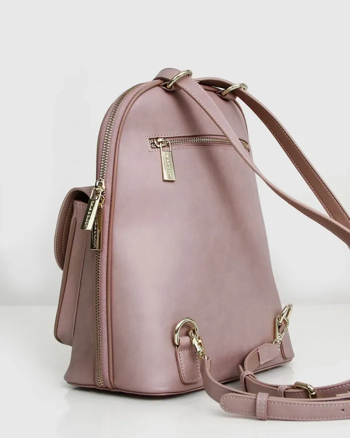 Belle and Bloom Handbags Women 5th Ave Leather Backpack 8211 Dusty Pink