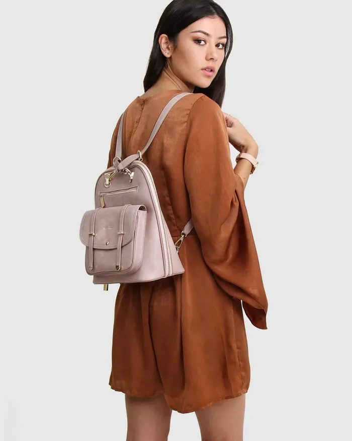 Belle and Bloom Handbags Women 5th Ave Leather Backpack 8211 Dusty Pink