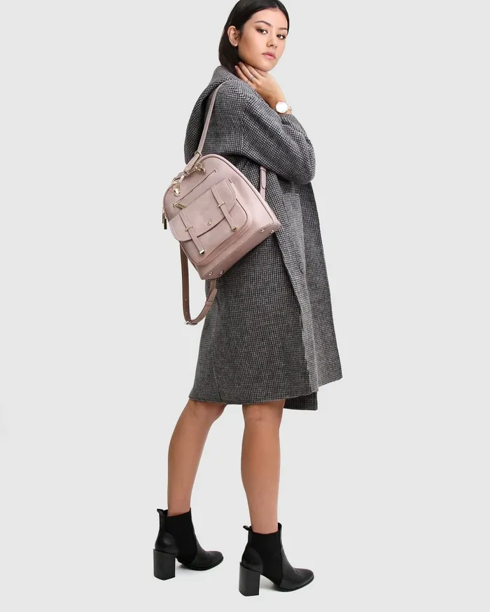 Belle and Bloom Handbags Women 5th Ave Leather Backpack 8211 Dusty Pink