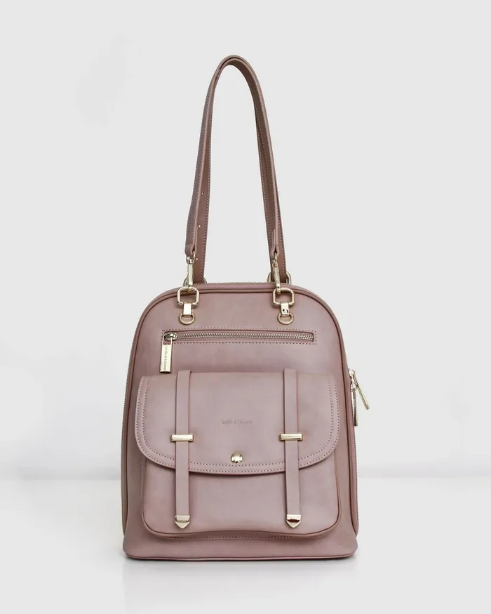 Belle and Bloom Handbags Women 5th Ave Leather Backpack 8211 Dusty Pink