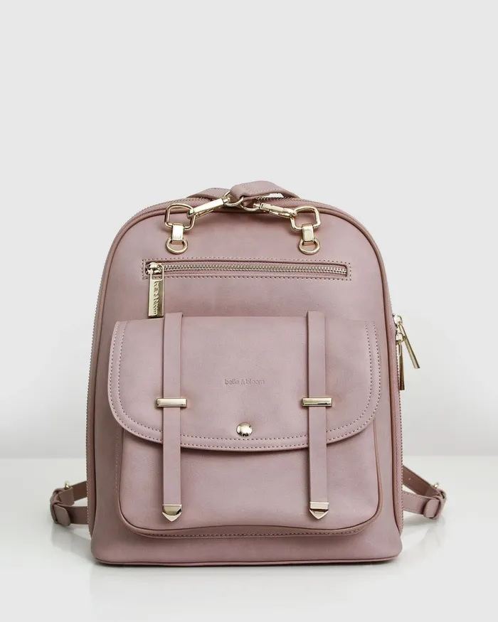 Belle and Bloom Handbags Women 5th Ave Leather Backpack 8211 Dusty Pink