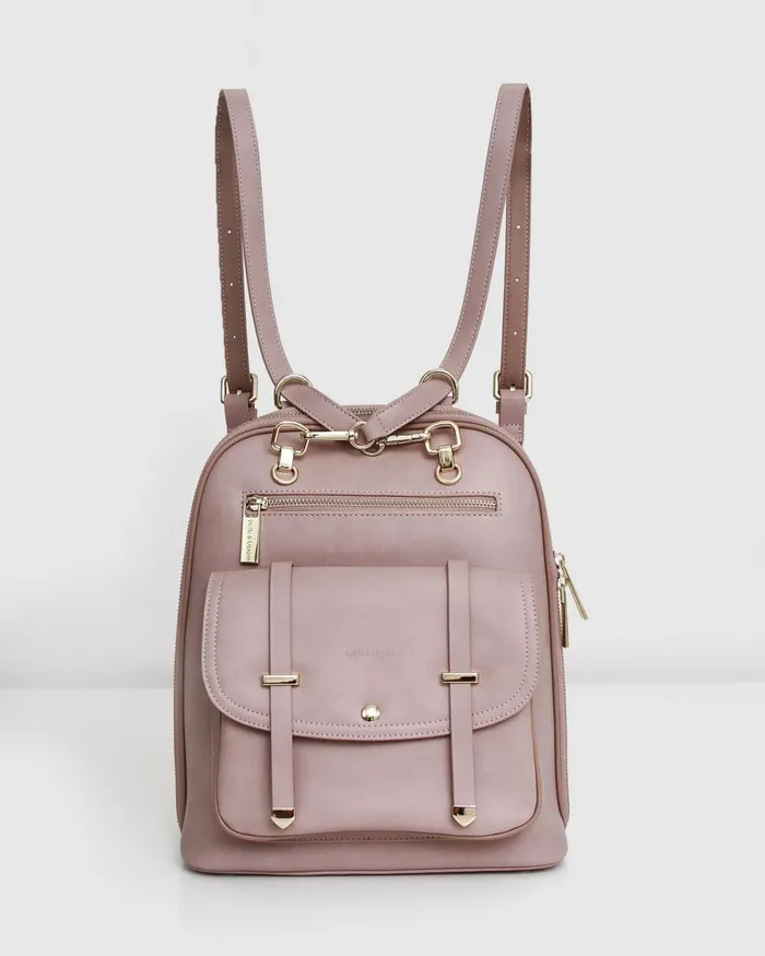 Belle and Bloom Handbags Women 5th Ave Leather Backpack 8211 Dusty Pink