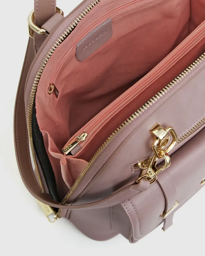 Belle and Bloom Handbags Women 5th Ave Leather Backpack 8211 Dusty Pink