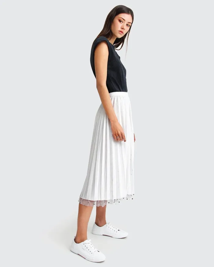 Belle and Bloom Mixed Feeling Reversible Skirt 8211 White Women Pants and Skirts