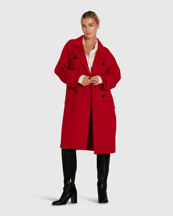 Belle and Bloom Rumour Has It Oversized Wool Blend Coat 8211 Red Women Coats and Jackets