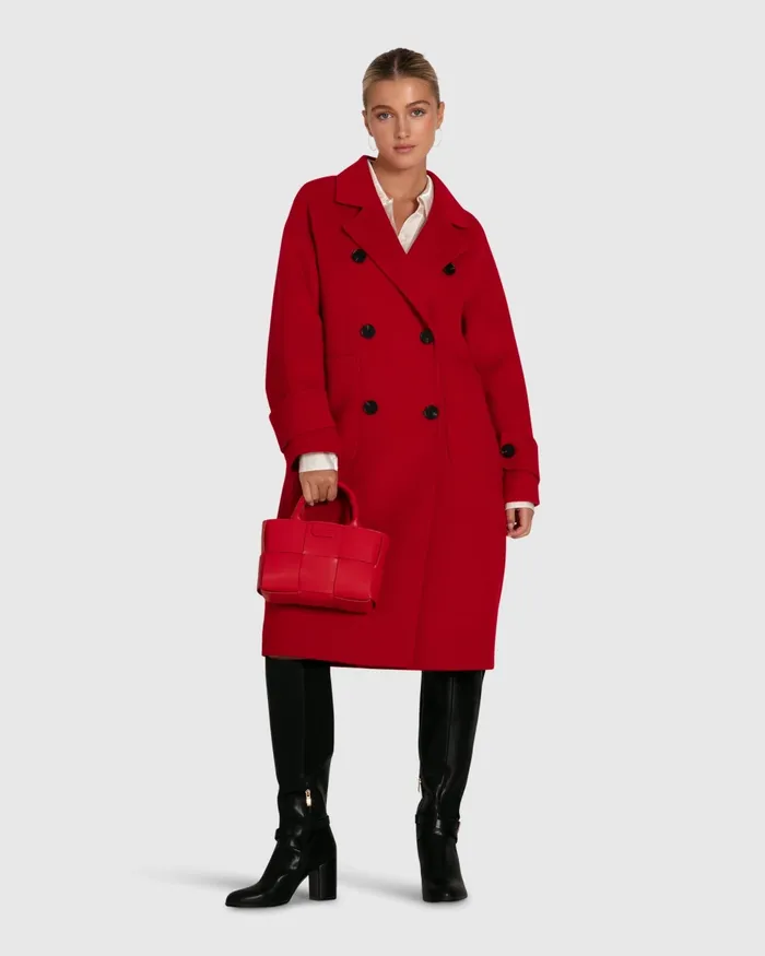 Belle and Bloom Rumour Has It Oversized Wool Blend Coat 8211 Red Women Coats and Jackets
