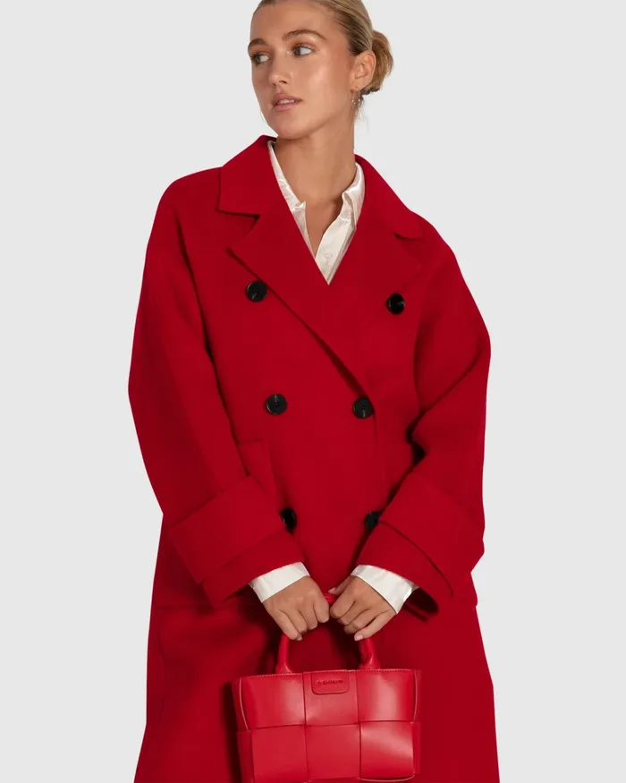 Belle and Bloom Rumour Has It Oversized Wool Blend Coat 8211 Red Women Coats and Jackets