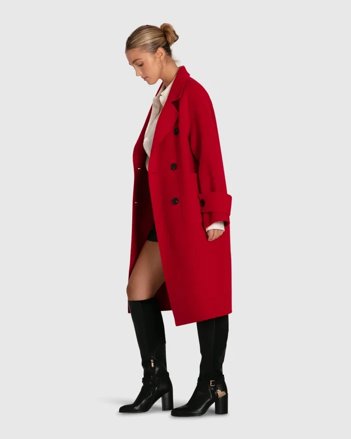 Belle and Bloom Rumour Has It Oversized Wool Blend Coat 8211 Red Women Coats and Jackets