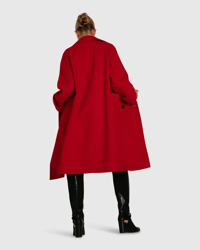 Belle and Bloom Rumour Has It Oversized Wool Blend Coat 8211 Red Women Coats and Jackets