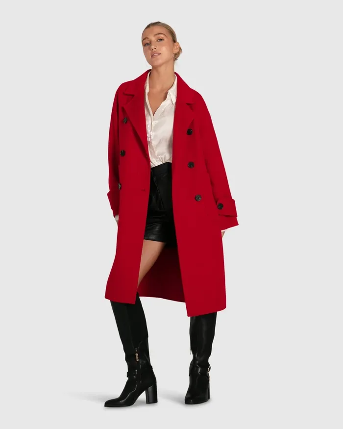 Belle and Bloom Rumour Has It Oversized Wool Blend Coat 8211 Red Women Coats and Jackets