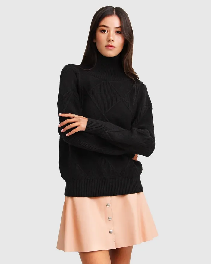 Belle and Bloom Tops Women The Academy Turtleneck Jumper 8211 Black