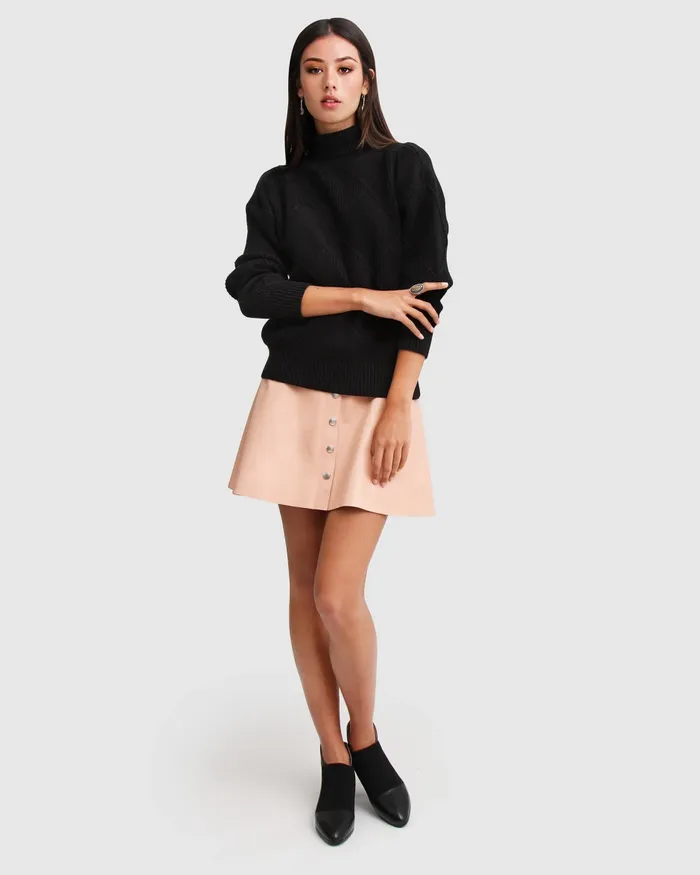 Belle and Bloom Tops Women The Academy Turtleneck Jumper 8211 Black
