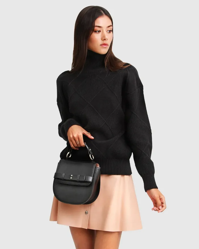 Belle and Bloom Tops Women The Academy Turtleneck Jumper 8211 Black