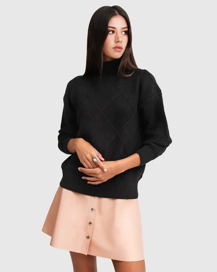 Belle and Bloom Tops Women The Academy Turtleneck Jumper 8211 Black