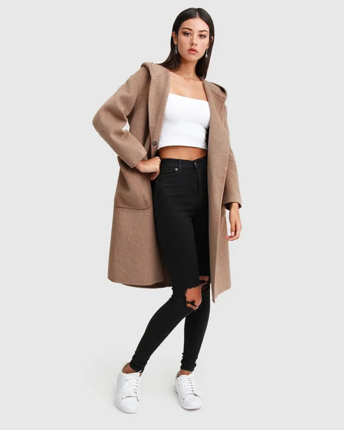 Belle and Bloom Walk This Way Wool Blend Oversized Coat 8211 Oat Women Coats and Jackets