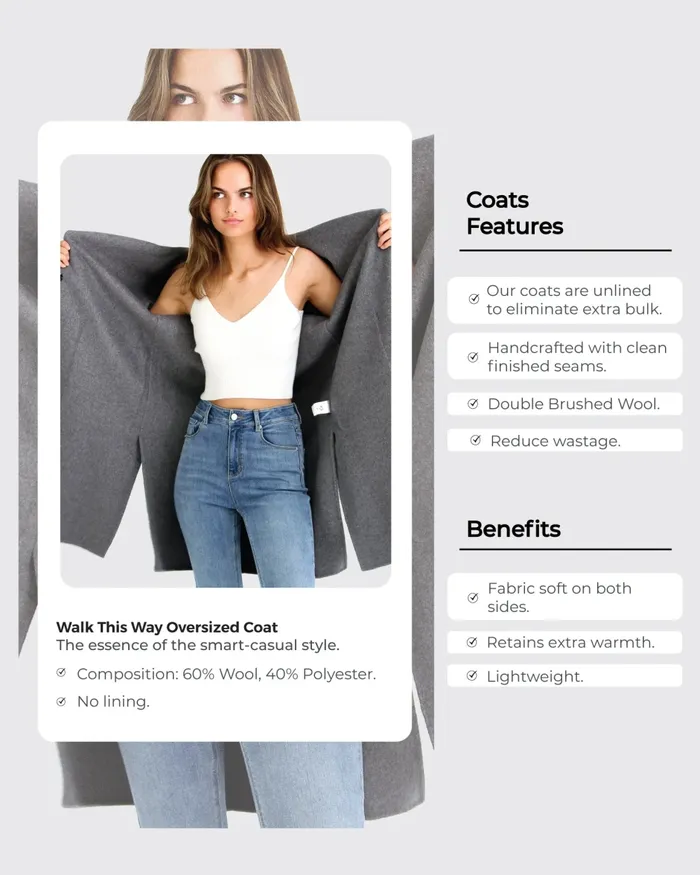 Belle and Bloom Walk This Way Wool Blend Oversized Coat 8211 Oat Women Coats and Jackets