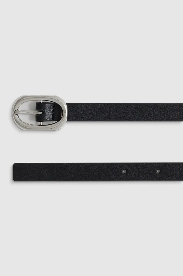 Belts Women ANINE BING Mini Signature Link Belt 8211 Black With Silver