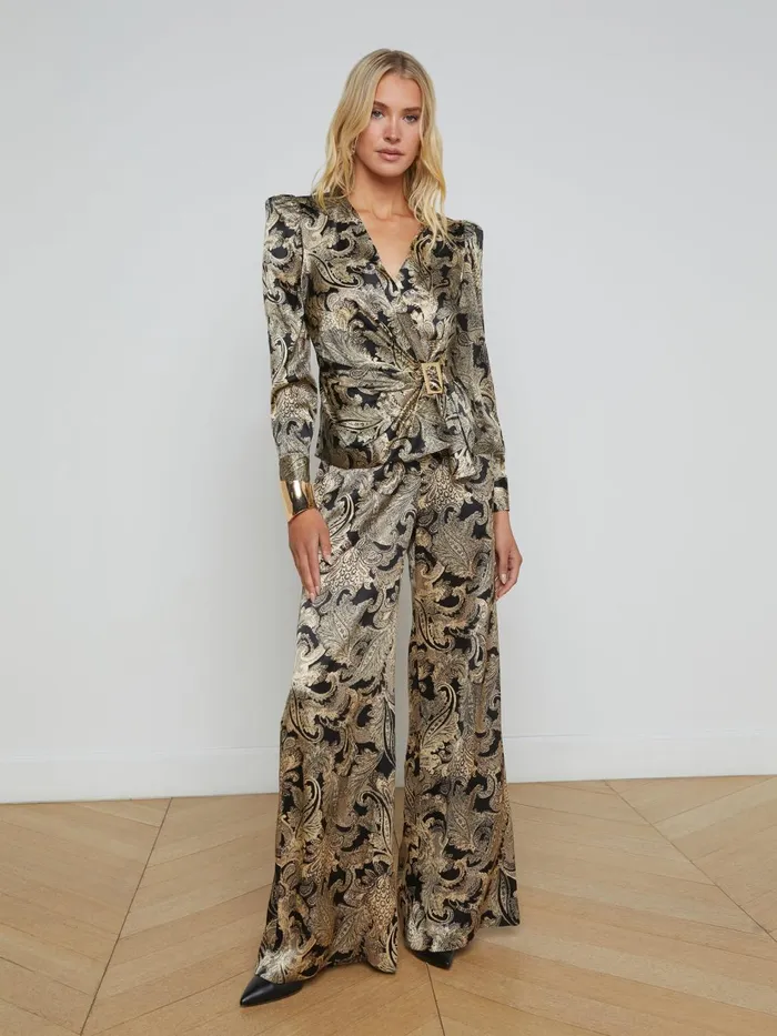 Bensen StretchSilk Blouse Gold Multi Textured Paisley Women L039Agence Blouses and Tops Bensen StretchSilk Blouse Gold Multi Textured Paisley Women L039Agence Blouses and Tops