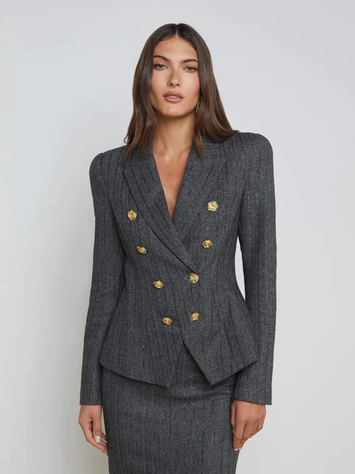 Bethany Herringbone Blazer Grey Herringbone Women L039Agence Matching Sets