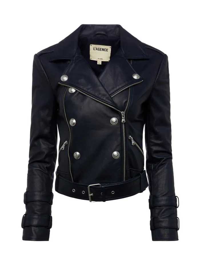 Billie Belted Leather Jacket Midnight Women L039Agence Outerwear