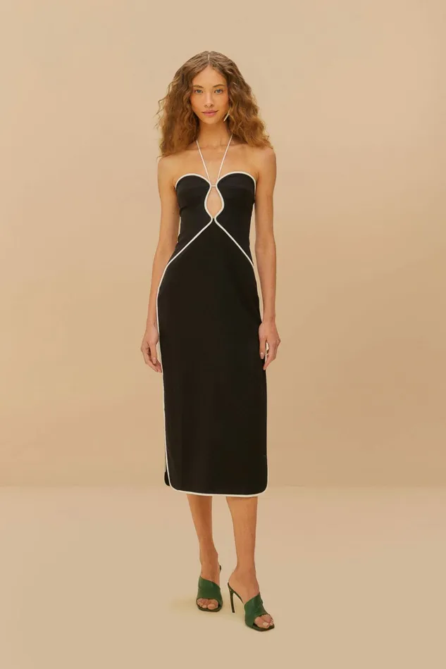 Black And White CutOut Midi Dress Women FARM Rio Midi Dresses
