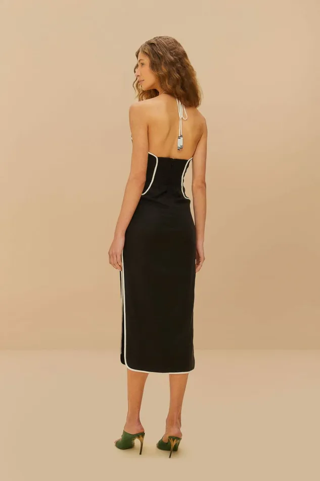 Black And White CutOut Midi Dress Women FARM Rio Midi Dresses Black And White CutOut Midi Dress Women FARM Rio Midi Dresses