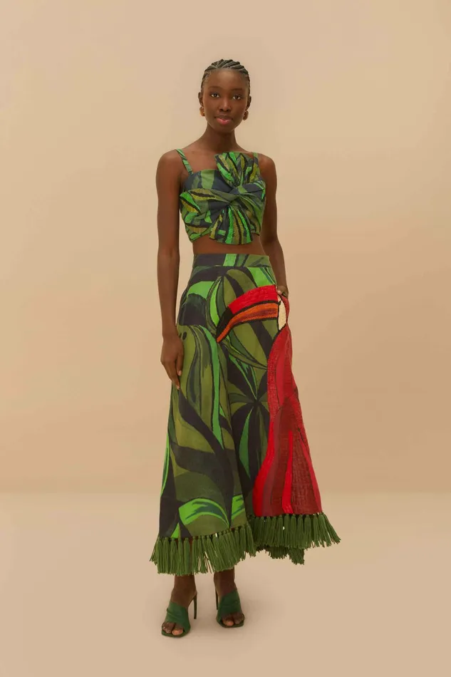 Black Coconut Tree Flow Crop Top Women FARM Rio Crop Tops Black Coconut Tree Flow Crop Top Women FARM Rio Crop Tops
