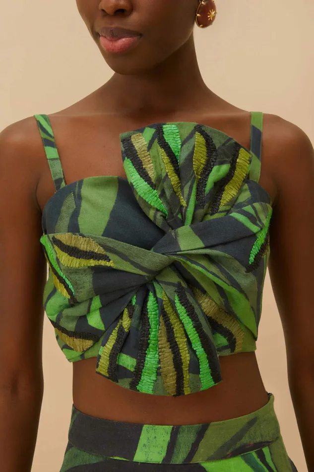 Black Coconut Tree Flow Crop Top Women FARM Rio Crop Tops Black Coconut Tree Flow Crop Top Women FARM Rio Crop Tops