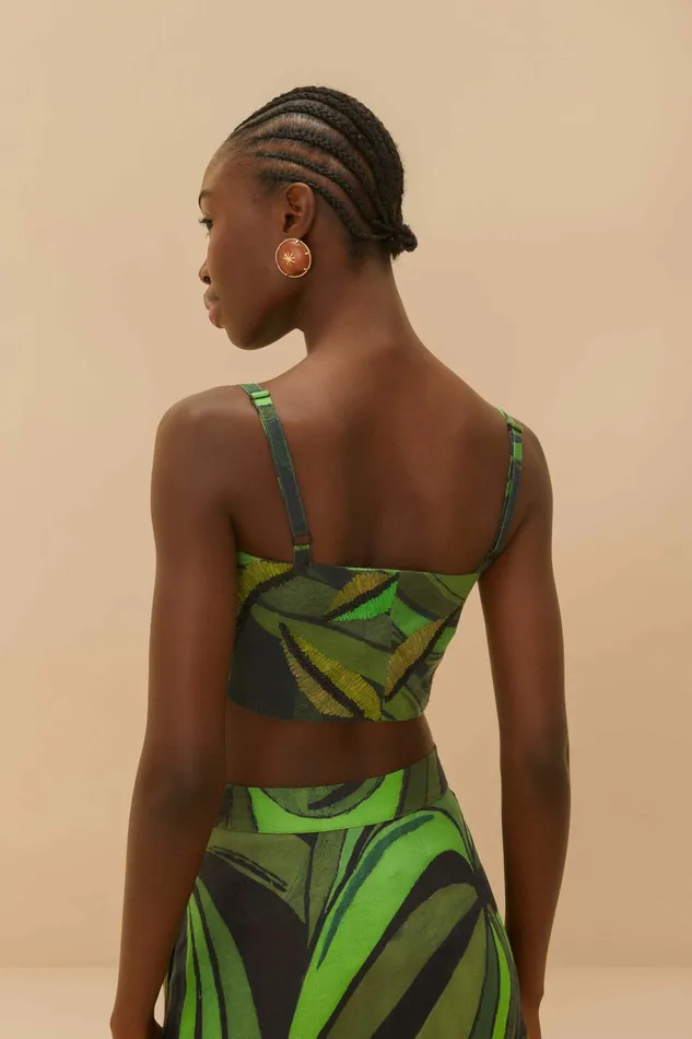 Black Coconut Tree Flow Crop Top Women FARM Rio Crop Tops Black Coconut Tree Flow Crop Top Women FARM Rio Crop Tops