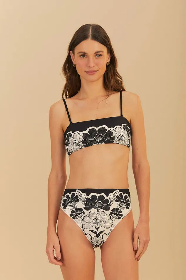 Black Flower Leopards Bandeau Bikini Top Women FARM Rio Bikinis Black Flower Leopards Bandeau Bikini Top Women FARM Rio Bikinis