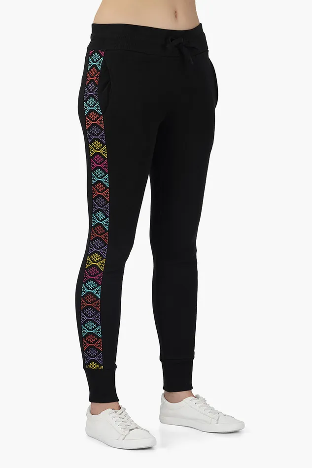 Black Pants with Embroidered Side seam Black Pants with Embroidered Side seam