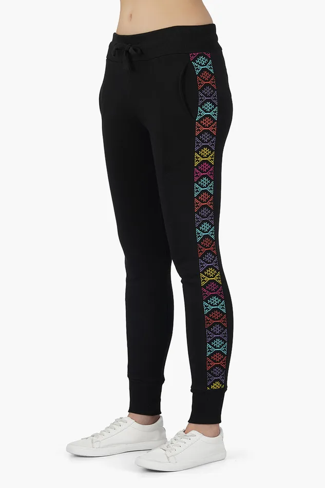 Black Pants with Embroidered Side seam Black Pants with Embroidered Side seam