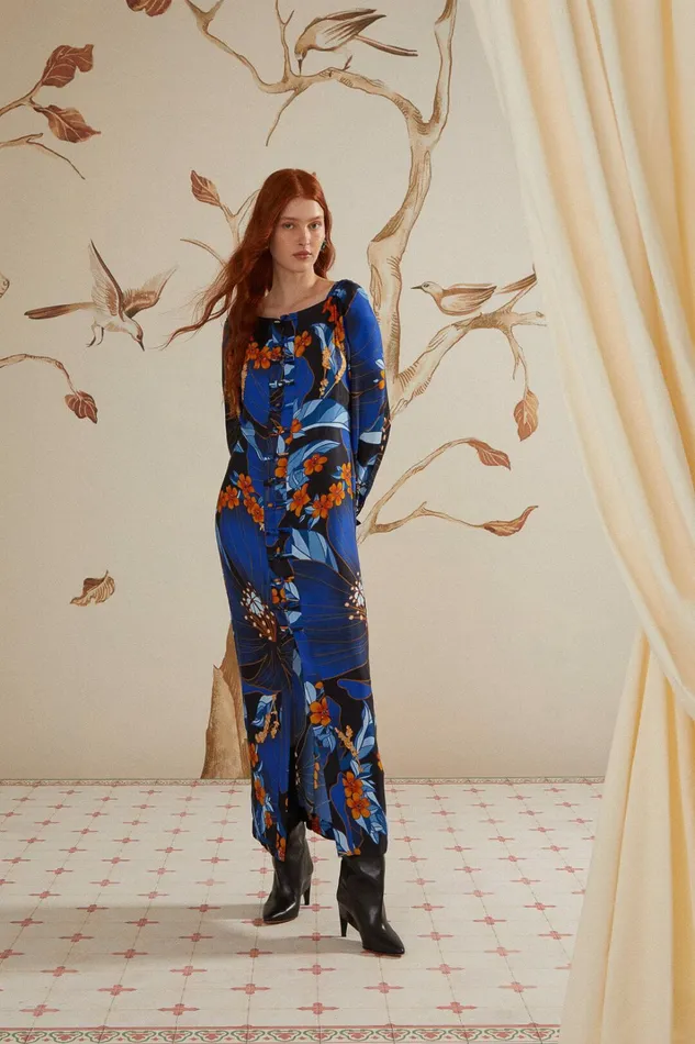Black Pietra Floral Lenzing Ecovero Viscose Midi Dress Women FARM Rio Midi Dresses Black Pietra Floral Lenzing Ecovero Viscose Midi Dress Women FARM Rio Midi Dresses