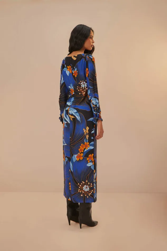 Black Pietra Floral Lenzing Ecovero Viscose Midi Dress Women FARM Rio Midi Dresses Black Pietra Floral Lenzing Ecovero Viscose Midi Dress Women FARM Rio Midi Dresses