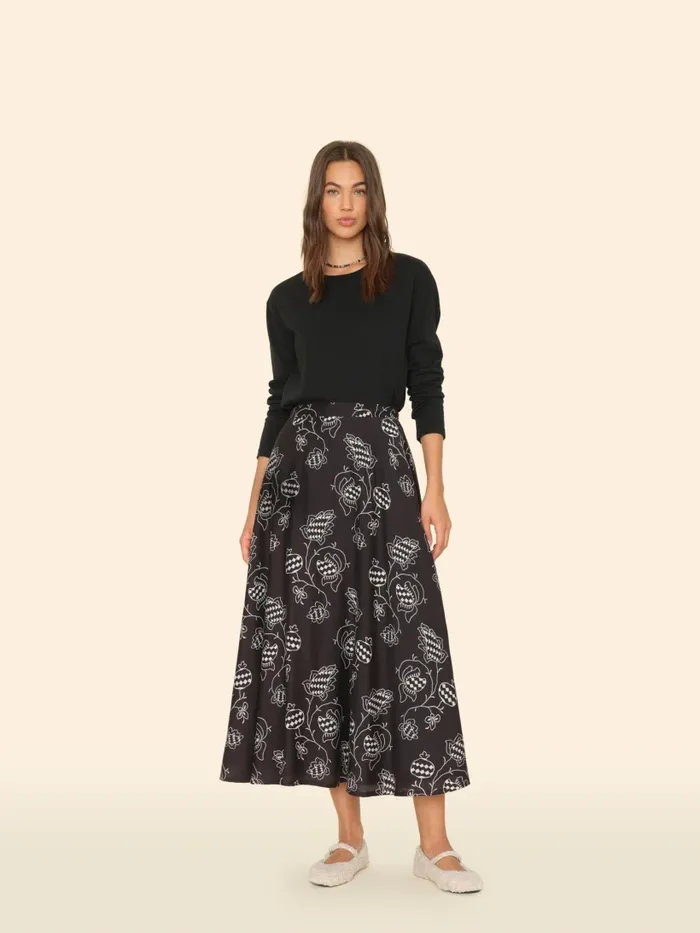 Black Pom Satine Skirt Women Skirts XRENA