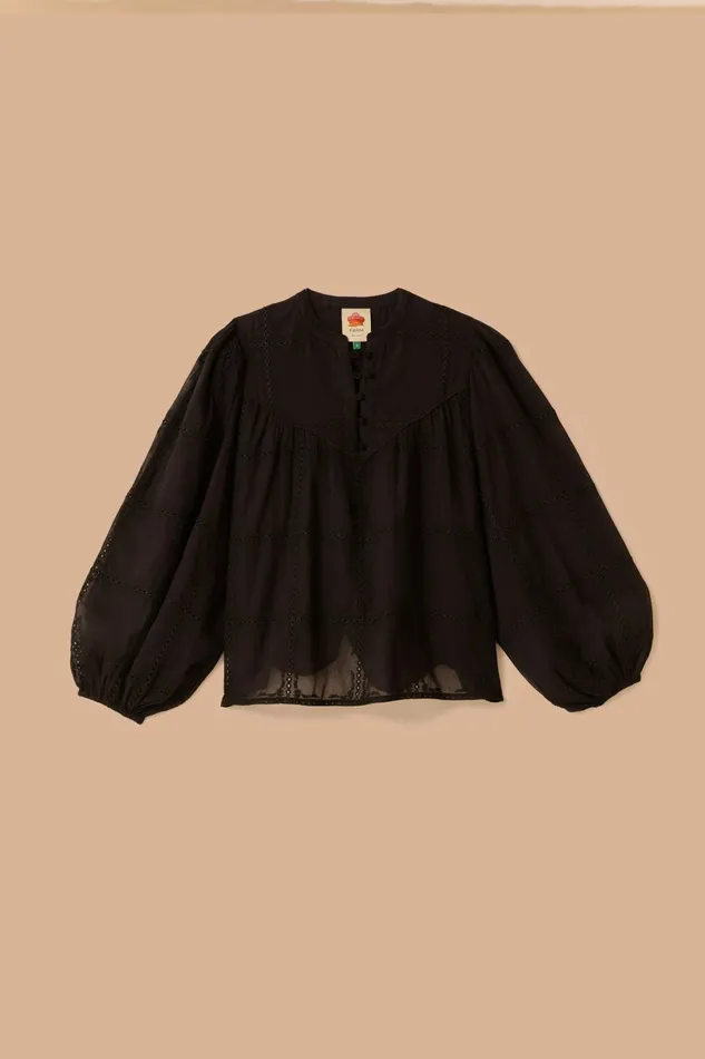 Black Scallops Long Sleeve Blouse Women FARM Rio Blouses Black Scallops Long Sleeve Blouse Women FARM Rio Blouses