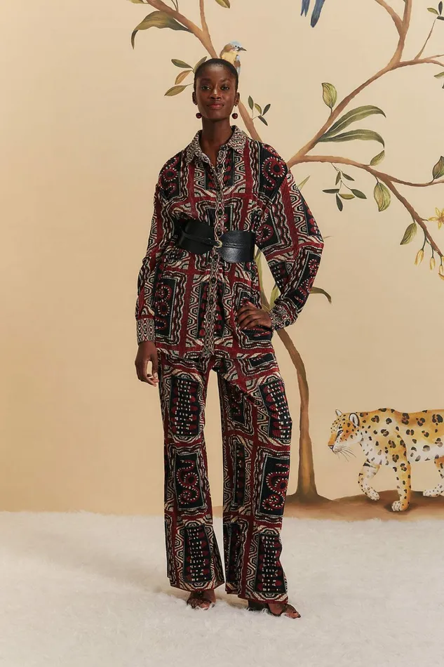 Black Snake Scarves Pleated Pants Women FARM Rio Pants
