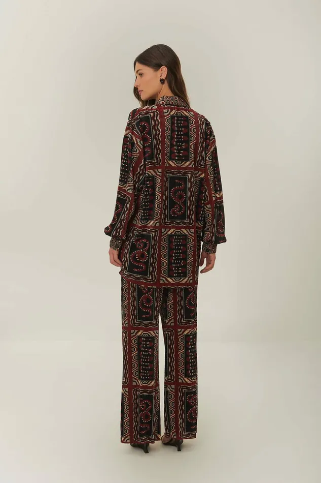Black Snake Scarves Pleated Pants Women FARM Rio Pants Black Snake Scarves Pleated Pants Women FARM Rio Pants
