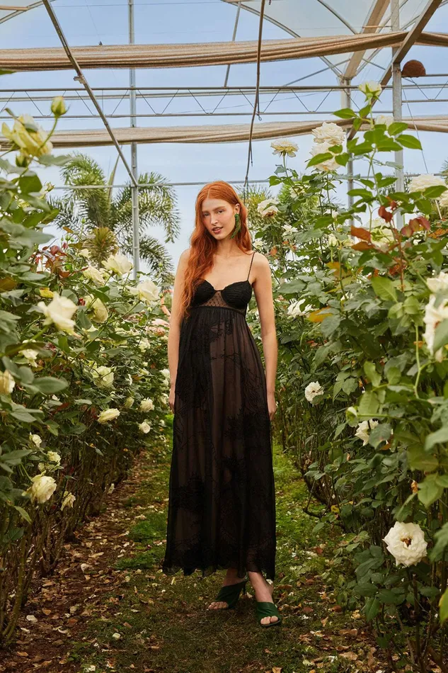 Black Special Lace Sleeveless Maxi Dress Women FARM Rio Maxi Dresses