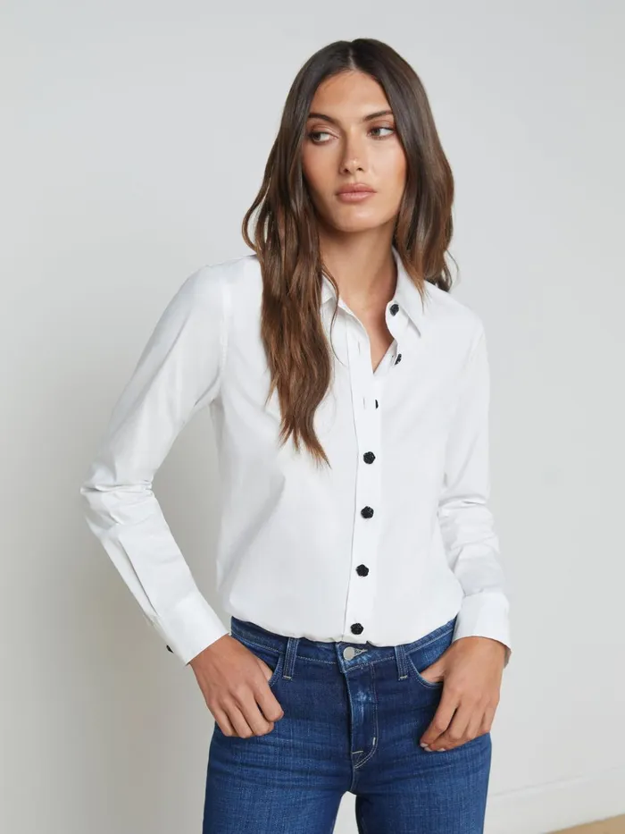 Blake Bodysuit Whiteblack Rose Women L039Agence Blouses and Tops